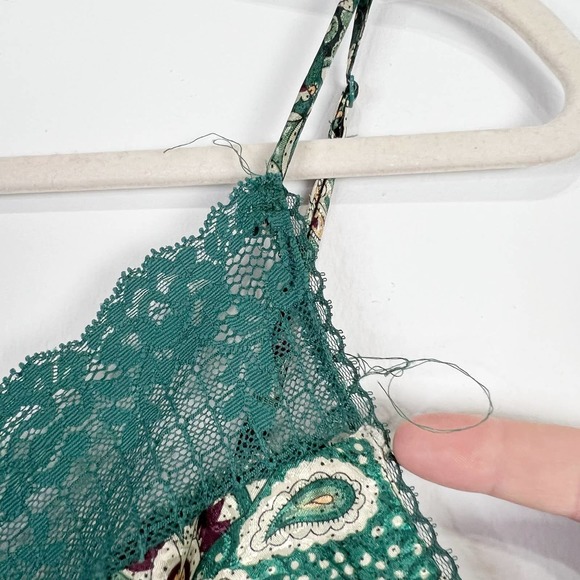 Vintage 90s Victorias Secret green paisley slip nightgown Size Large - Picture 3 of 9